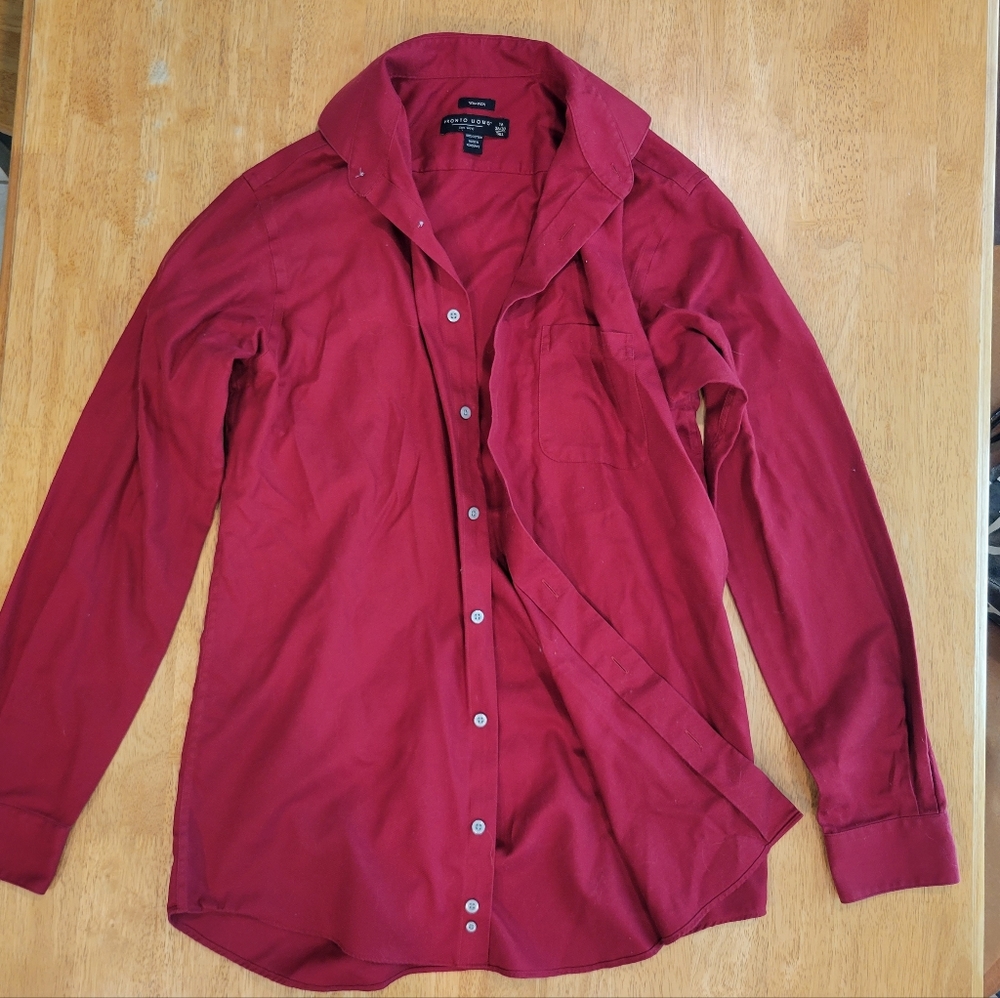 EUC Pronto Uomo men's red button up dress shirt